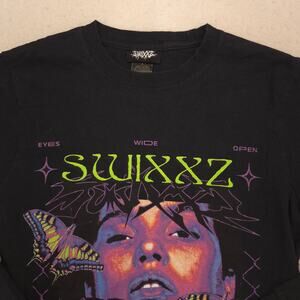 Swixxz Crew Neck Graphic Long Sleeve T Shirt Adult Mens Size Small S Black